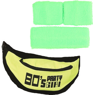 Foute 80s/90s party verkleed accessoire set - neon groen - jaren 80/90 thema feestje