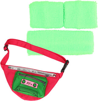 Foute 80s/90s party verkleed accessoire set - neon groen - jaren 80/90 thema feestje