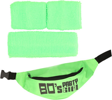 Foute 80s/90s party verkleed accessoire set - neon groen - jaren 80/90 thema feestje