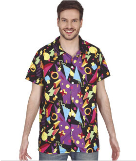 Foute 80s/90s party verkleed overhemd heren - zwart - jaren 80/90 thema verkleedkleding M (48-50)