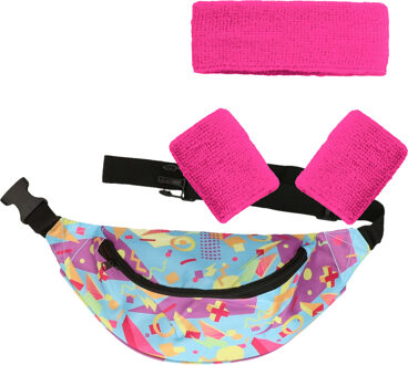 Foute 80s/90s party verkleed set compleet - dames - jaren 80/90 verkleed accessoires