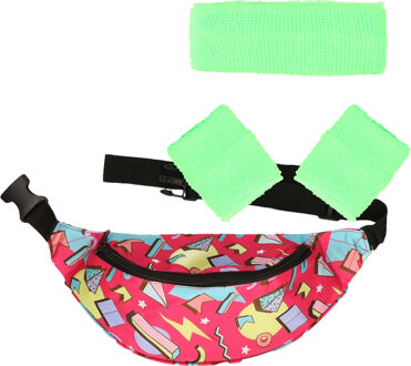 Foute 80s/90s party verkleed set compleet - dames - jaren 80/90 verkleed accessoires