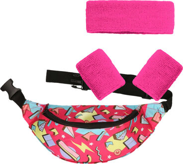 Foute 80s/90s party verkleed set compleet - dames - jaren 80/90 verkleed accessoires