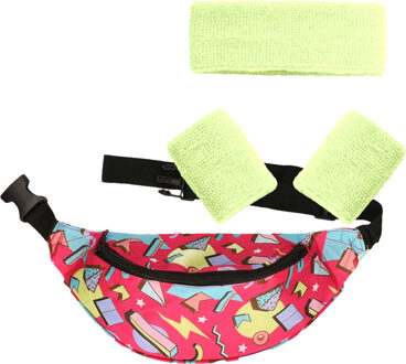 Foute 80s/90s party verkleed set compleet - dames - jaren 80/90 verkleed accessoires