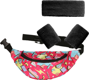 Foute 80s/90s party verkleed set compleet - dames - jaren 80/90 verkleed accessoires