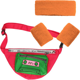 Foute 80s/90s party verkleed set compleet - dames - jaren 80/90 verkleed accessoires