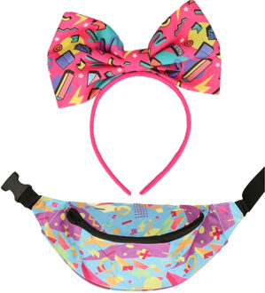 Foute 80s/90s party verkleed set - dames - diadeem en heuptasje - jaren 80/90 verkleed accessoires