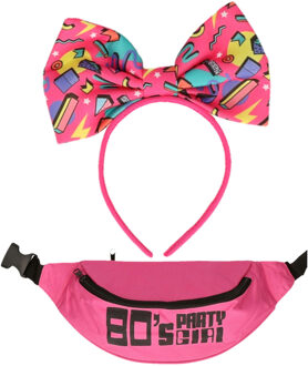 Foute 80s/90s party verkleed set - dames - diadeem en heuptasje - jaren 80/90 verkleed accessoires