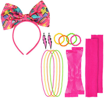 Foute 80s/90s party verkleed set - dames - haarband/sieraden - jaren 80/90 verkleed accessoires