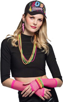 Foute 80s/90s party verkleed set - dames - pet/sieraden - jaren 80/90 verkleed accessoires