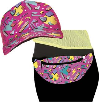 Foute 80s/90s party verkleed set - dames - retro pet en heuptasje - jaren 80/90 verkleed accessoires