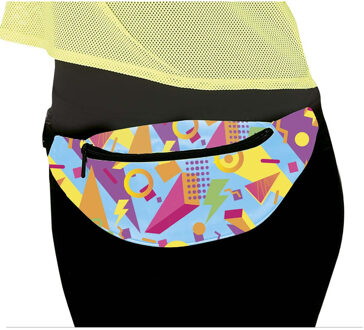 Foute 80s/90s print party heuptasje - blauw - jaren 80/90 verkleed accessoires - volwassenen