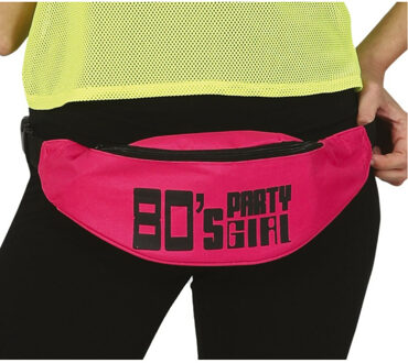 Foute 80s/90s print party heuptasje - fuchsia roze - jaren 80/90 verkleed accessoires - volwassenen