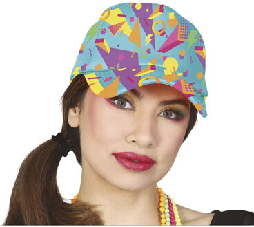 Foute 80s/90s print party pet - mintgroen - jaren 80/90 verkleed accessoires - volwassenen onze size