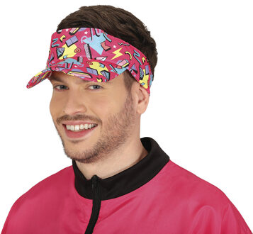 Foute 80s/90s print zonneklep - roze - jaren 80/90