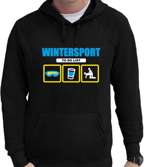 Foute Apres ski capuchon sweater winterport to do list zwart heren S