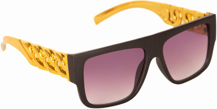 Foute Gangster Bril Zwart/Goud Multikleur - Print