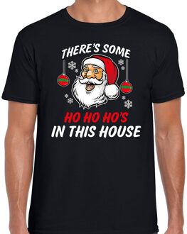Foute humor Kerst t-shirt grappige Kerstman zwart voor heren S - kerst t-shirts
