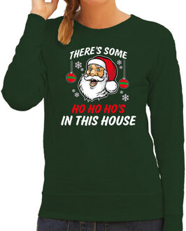 Foute humor Kersttrui grappige Kerstman Kerst sweater groen voor dames L - kerst truien