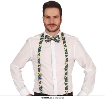 Foute kerst bretels - groen - kerstballen - polyester - voor volwassenen