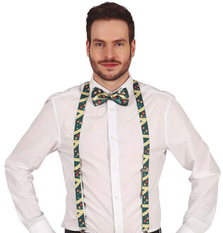 Foute kerst bretels - groen - kerstballen - polyester - voor volwassenen