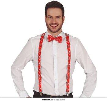 Foute kerst bretels - rood - kerst opdruk - polyester - voor volwassenen