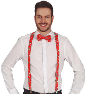 Foute kerst bretels - rood - kerst opdruk - polyester - voor volwassenen
