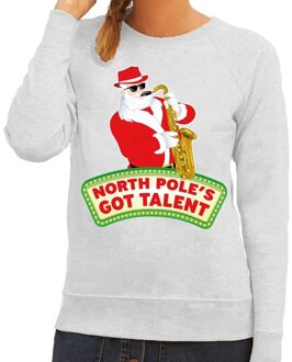 Foute kersttrui grijs Kerstman met saxofoon dames 2XL (44) - kerst truien