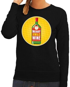 Foute kersttrui Merry x-mas Wine zwart voor dames XL (42) - kerst truien