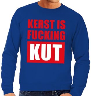 Foute kersttrui / sweater Kerst Is Fucking Kut - blauw voor heren - Kersttruien 2XL (56)