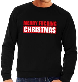 Foute kersttrui / sweater Merry Fucking Christmas zwart voor heren - Kersttruien S (48)