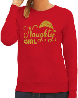 Foute kersttrui voor dames - Naughty Girl - rood - glitter goud L