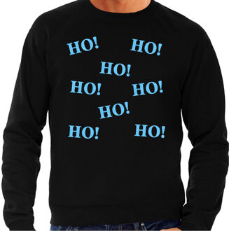 Foute Kersttrui voor heren - hohohohoho - glitter blauw/zwart XL