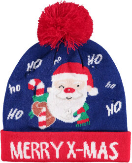 Foute kinder kerstmutsen/wintermutsen Merry X-Mas met verlichting - One size