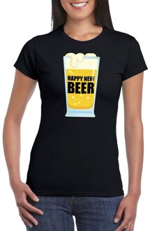 Foute oud en nieuw shirt Happy new beer zwart voor dames 2XL - Feestshirts