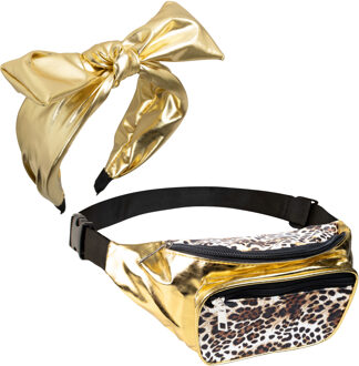 Foute Party accessoire setje - heuptas en diadeem - goud - thema feest