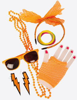 Foute Party Accessoires Set Neon Oranje Geel - Beige - Creme