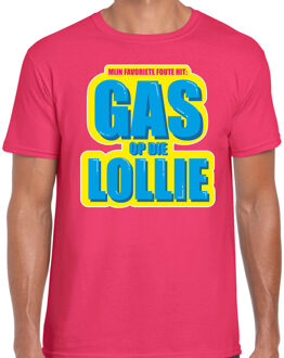 Foute party Gas op die Lollie - verkleed t-shirt - roze - heren 2XL