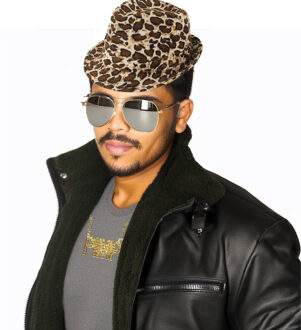 Foute party/Pimp verkleed set - 3 delig - heren - panter hoed - pimp ketting goud - zonnebril