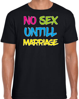 Foute party t-shirt heren - no sex untill marriage - zwart -carnaval/themafeest XL
