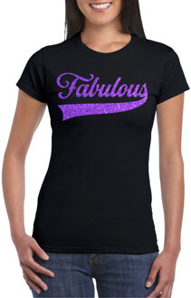 Foute party t-shirt voor dames - Fabulous - zwart - glitter - carnaval/themafeest 2XL