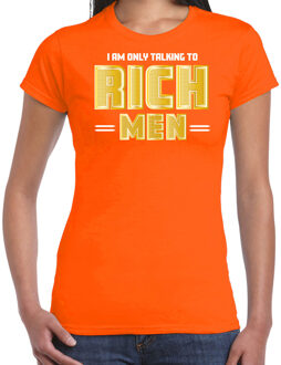 Foute party t-shirt voor dames - Gold digger - oranje - carnaval M
