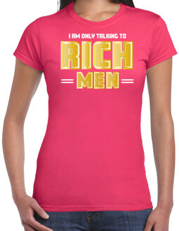 Foute party t-shirt voor dames - Gold digger - roze - carnaval S
