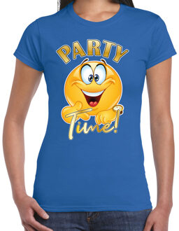 Foute party t-shirt voor dames - Party Time - blauw - carnaval/themafeest S