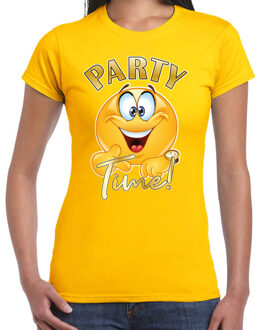 Foute party t-shirt voor dames - Party Time - geel - carnaval/themafeest S