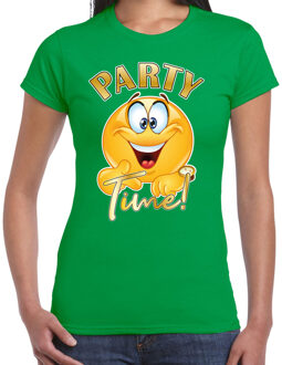 Foute party t-shirt voor dames - Party Time - groen - carnaval/themafeest XS