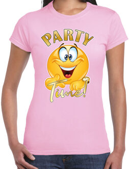 Foute party t-shirt voor dames - Party Time - lichtroze - carnaval/themafeest XS