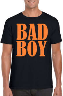 Foute party t-shirt voor heren - Bad Boy - zwart - glitter - carnaval/themafeest 2XL