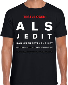 Foute party t-shirt voor heren - oogtest - zwart - carnaval/themafeest L