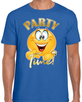Foute party t-shirt voor heren - Party Time - blauw - carnaval/themafeest 2XL